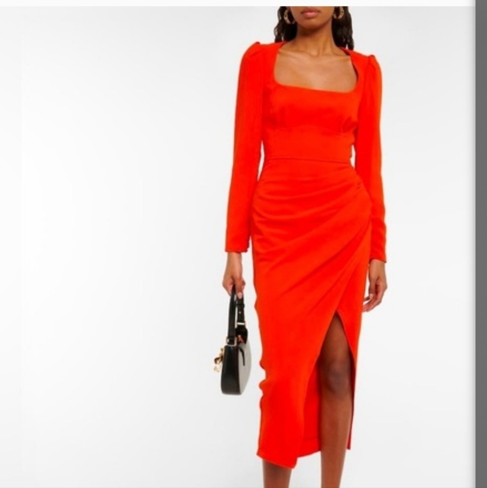 Self-Portrait Red Crepe Midi Dress